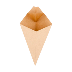 Cono cartón kraft con espacio para salsa 165x195