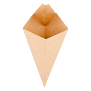Cono cartón kraft con espacio para salsa 205x265