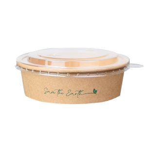 Ensaladera de Cartón Kraft 500 ml con Tapa rPET