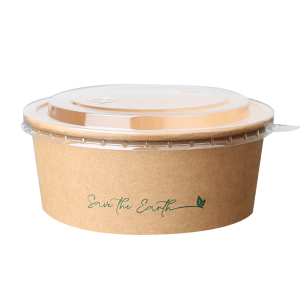 Ensaladera de Cartón Kraft 750 ml con Tapa rPET