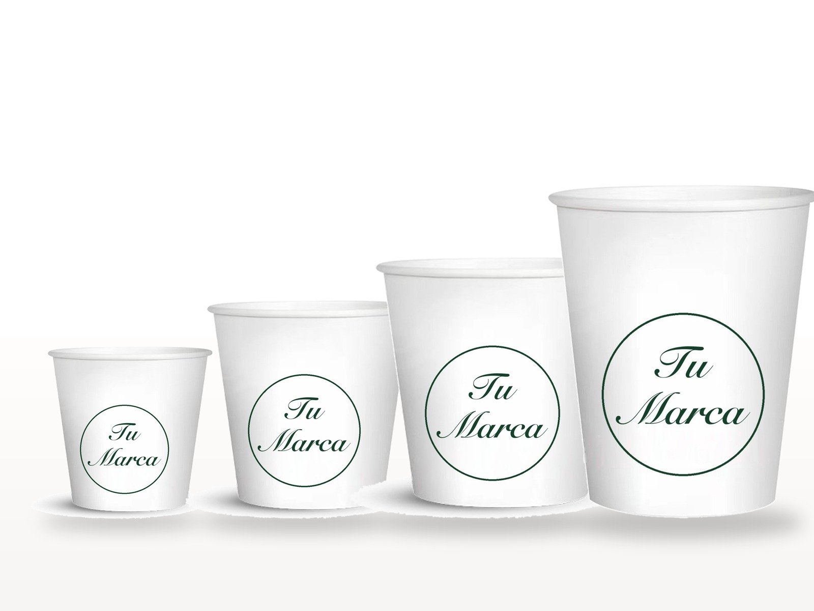 Vasos personalizados con tu logo — 4, 6,5, 8 y 12 oz