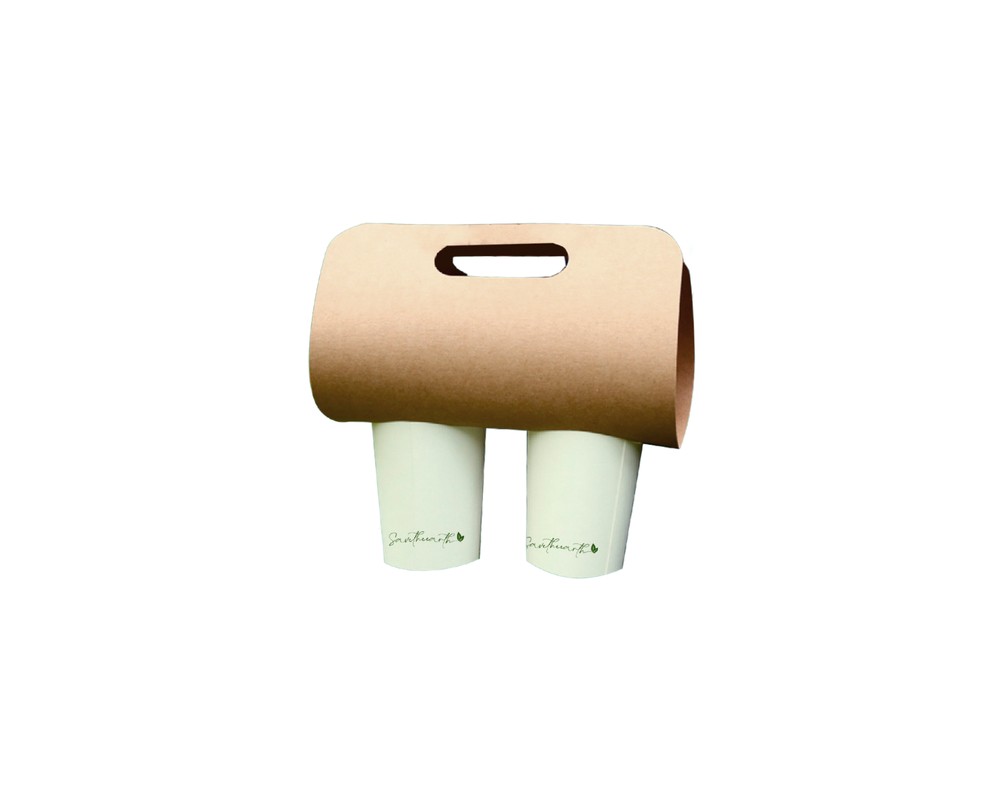 Portavasos kraft personalizado — 2 vasos Ø 80 mm